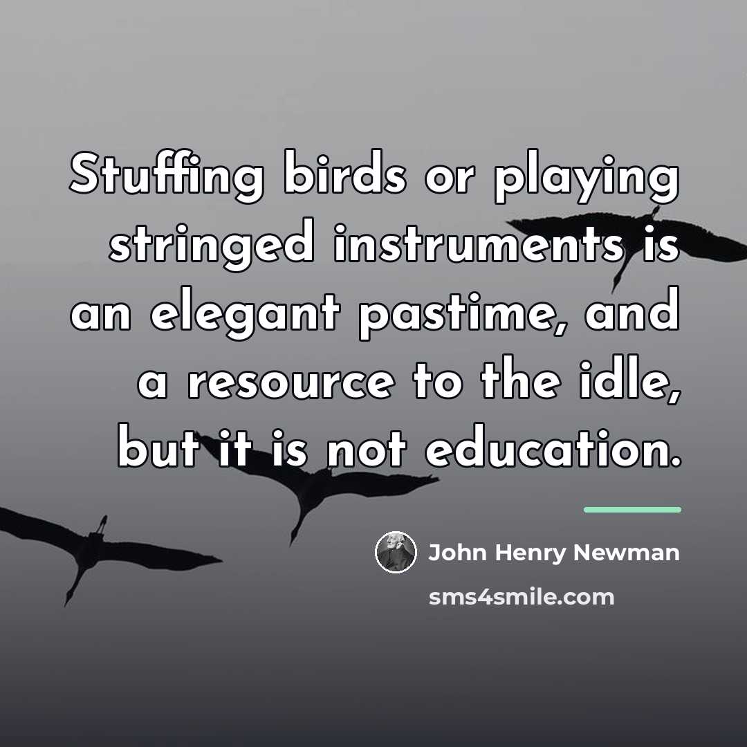 “Stuffing birds or playing stringed instruments is an elegant pastime,…” quote by John Henry Newman