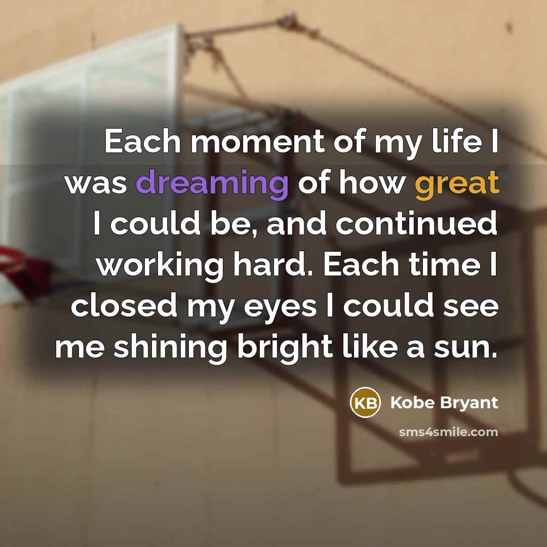 “Each moment of my life I was dreaming of how…” quote by Kobe Bryant