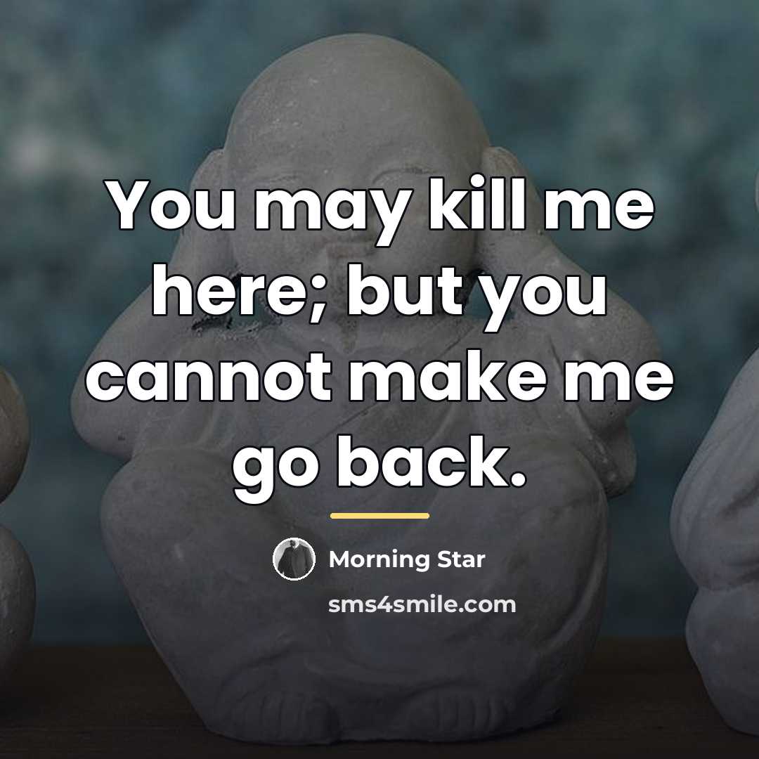 “You may kill me here; but you cannot make me…” quote by Morning Star