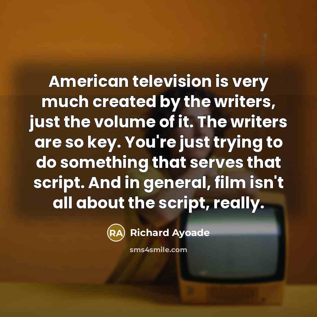 “American television is very much created by the writers, just…” quote by Richard Ayoade