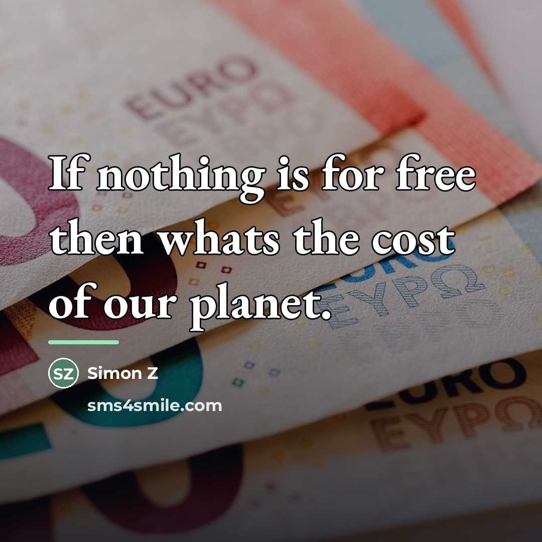 “If nothing is for free then whats the cost of…” quote by Simon Z