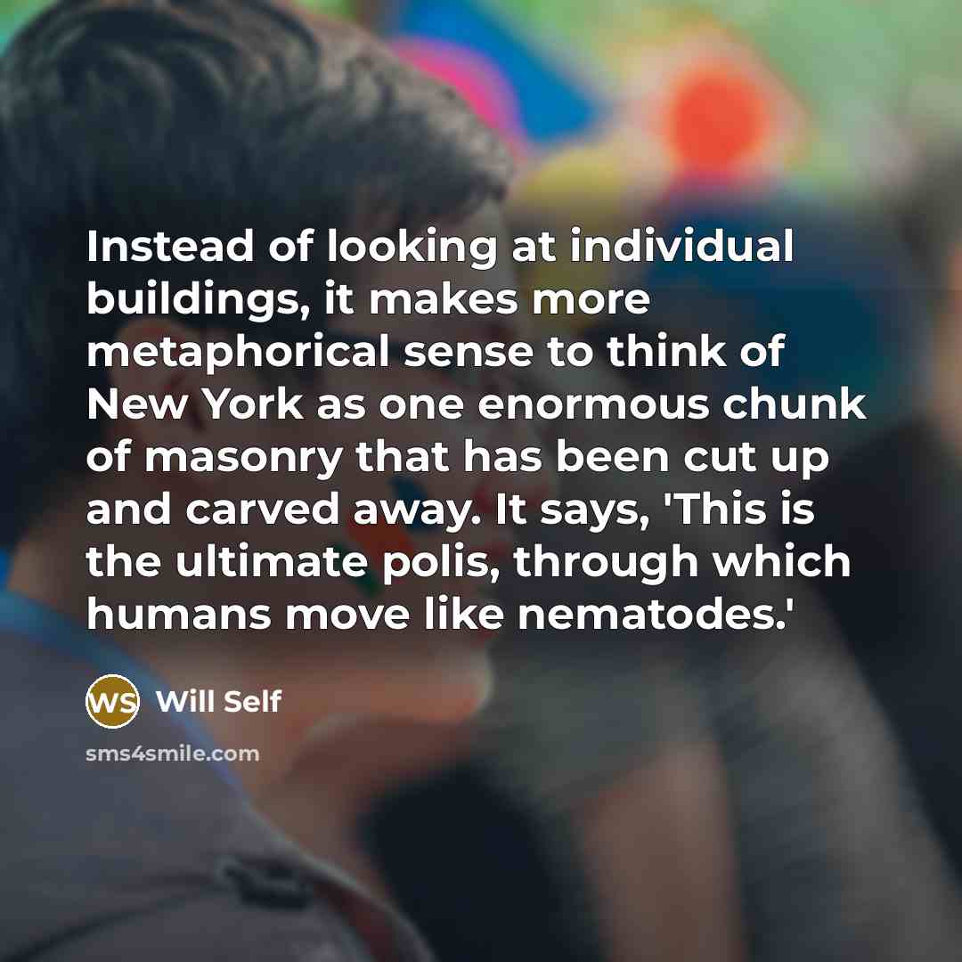 “Instead of looking at individual buildings, it makes more metaphorical…” quote by Will Self