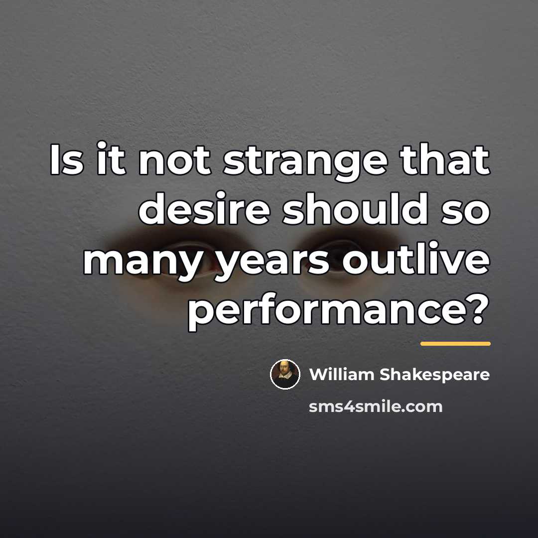 “Is it not strange that desire should so many years…” quote by William Shakespeare