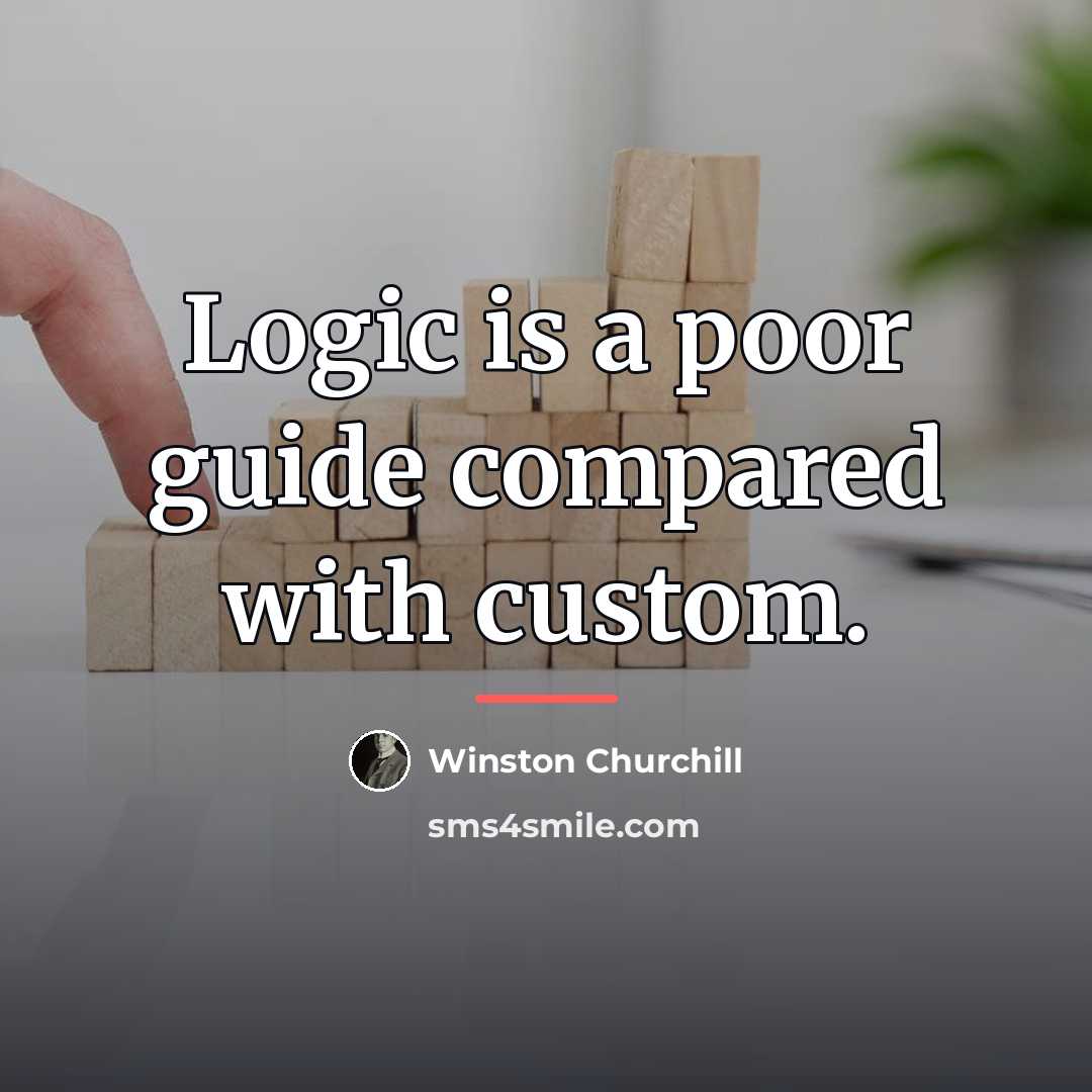“Logic is a poor guide compared with custom.…” quote by Winston Churchill