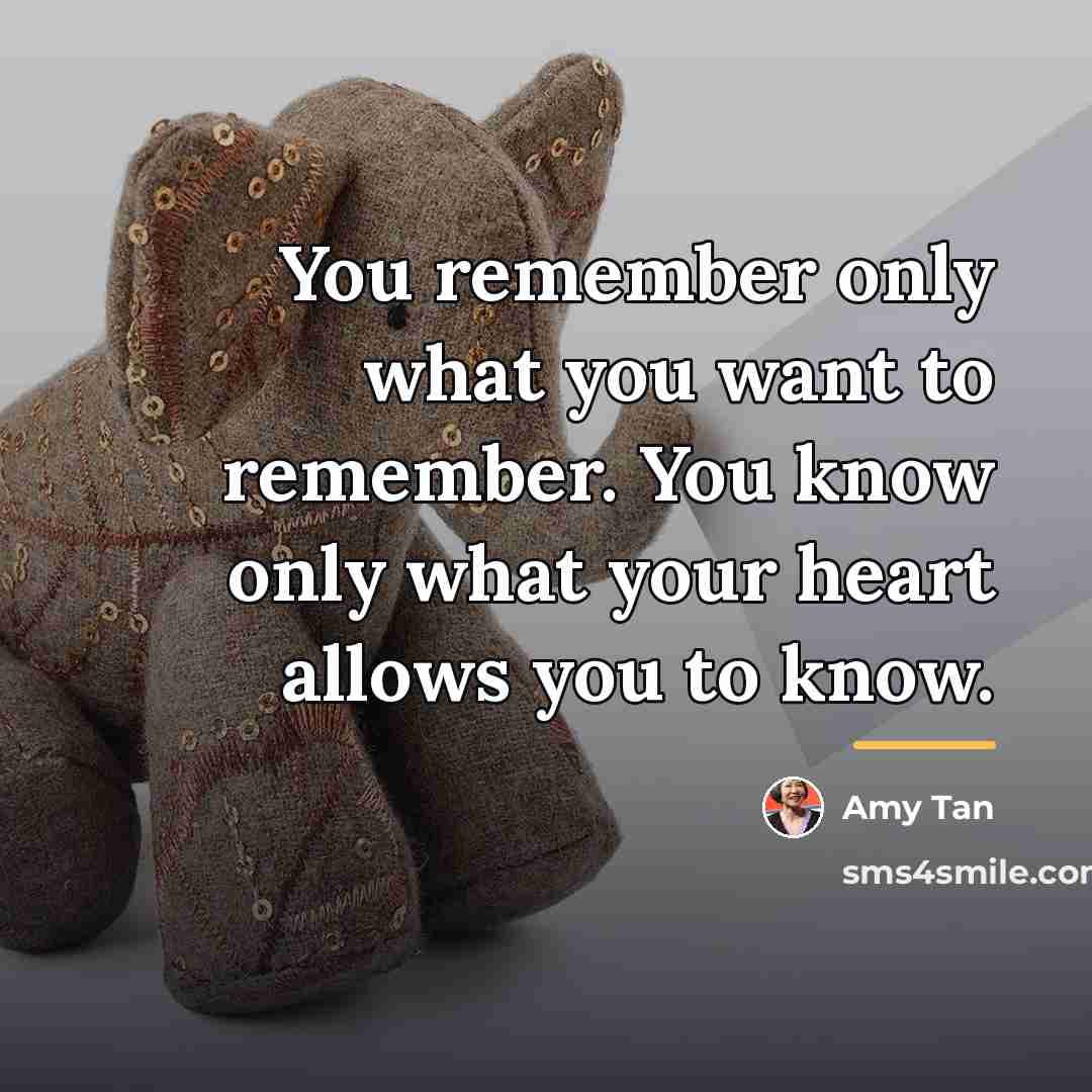 “You remember only what you want to remember. You know…” quote by Amy Tan