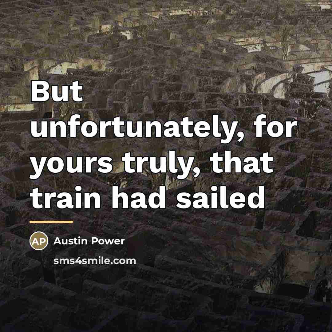 “But unfortunately, for yours truly, that train had sailed…” quote by Austin Power