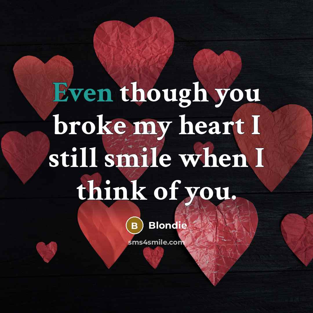 “Even though you broke my heart I still smile when…” quote by Blondie