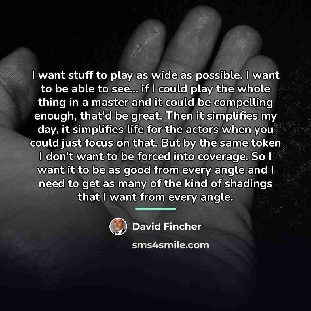 “I want stuff to play as wide as possible. I…” quote by David Fincher