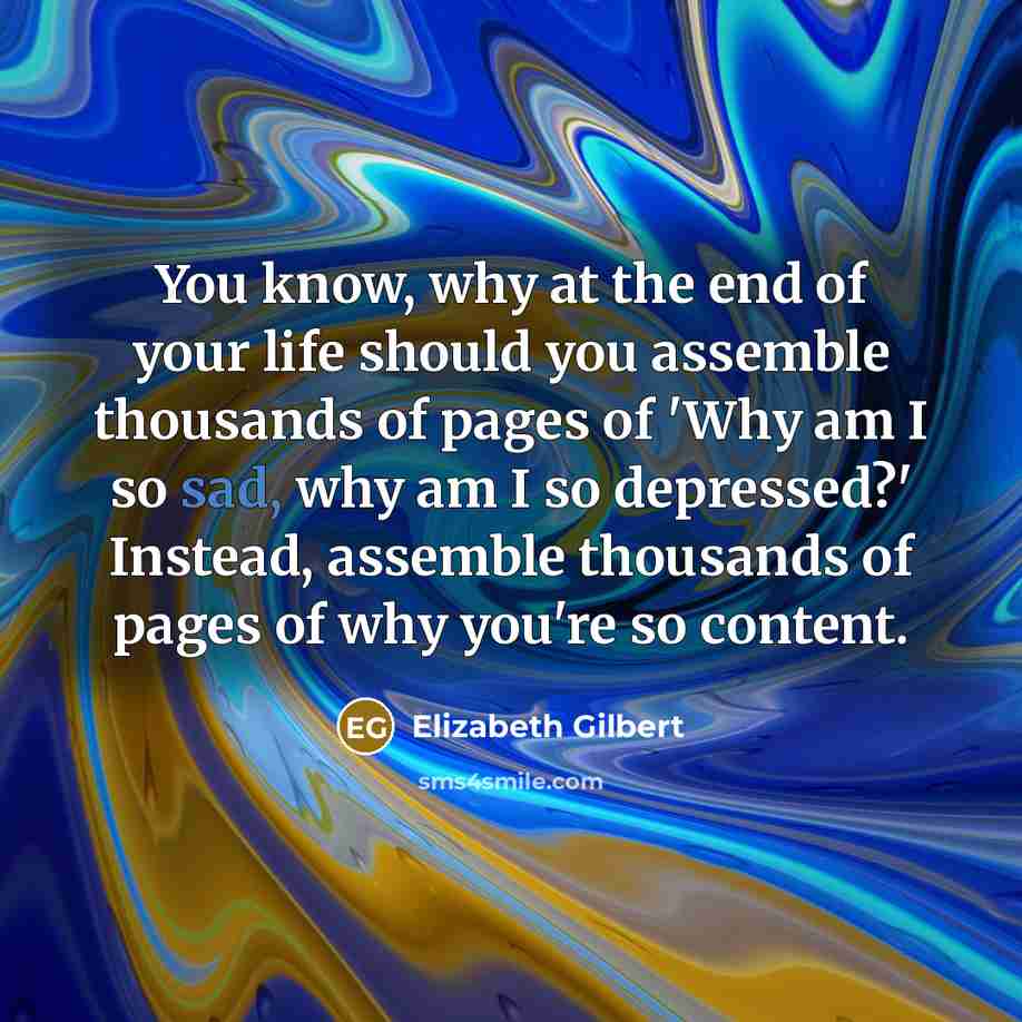 “You know, why at the end of your life should…” quote by Elizabeth Gilbert