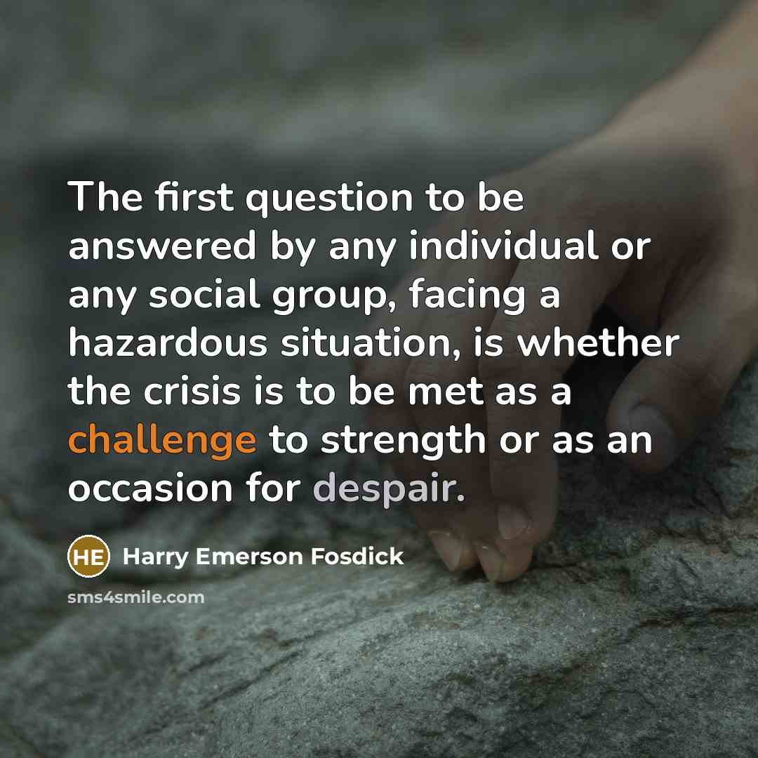 “The first question to be answered by any individual or…” quote by Harry Emerson Fosdick