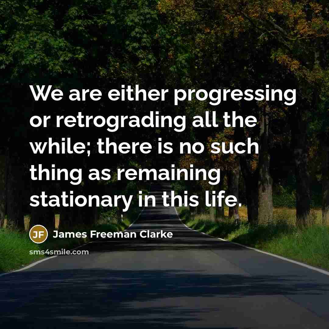 “We are either progressing or retrograding all the while; there…” quote by James Freeman Clarke