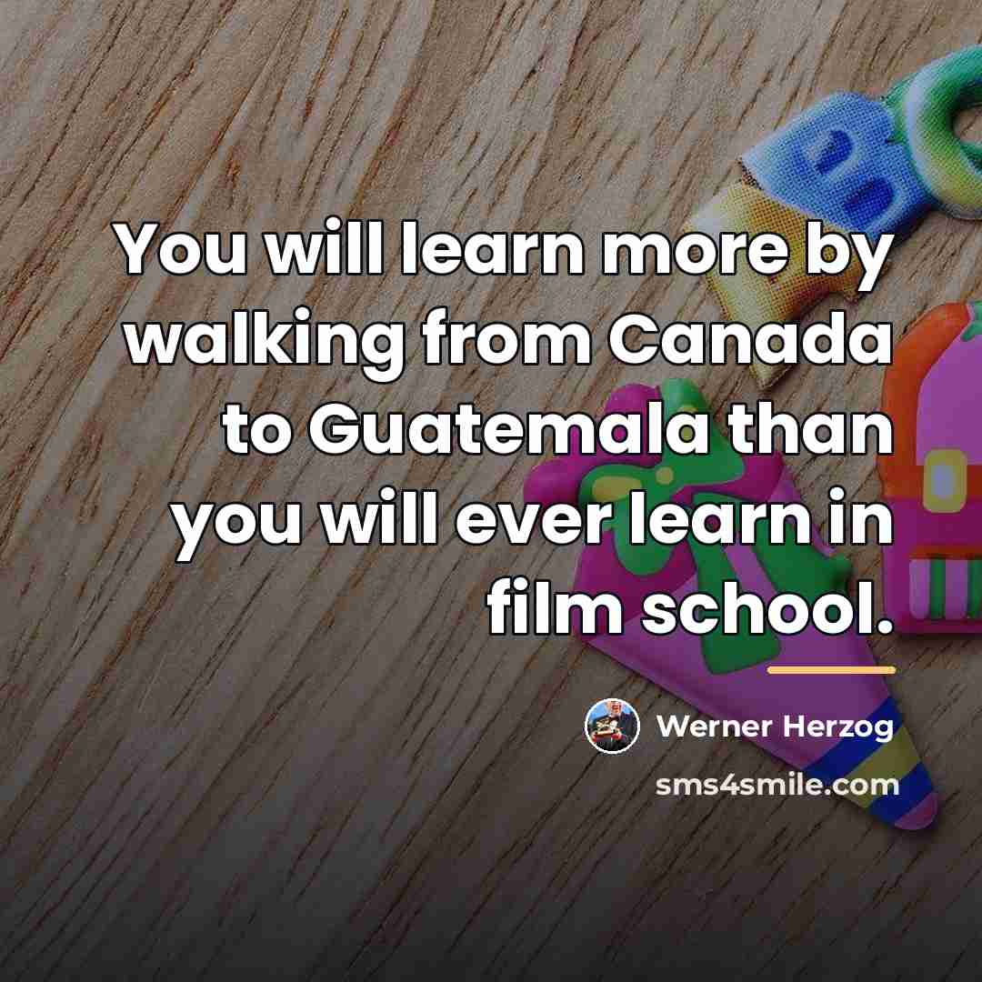“You will learn more by walking from Canada to Guatemala…” quote by Werner Herzog