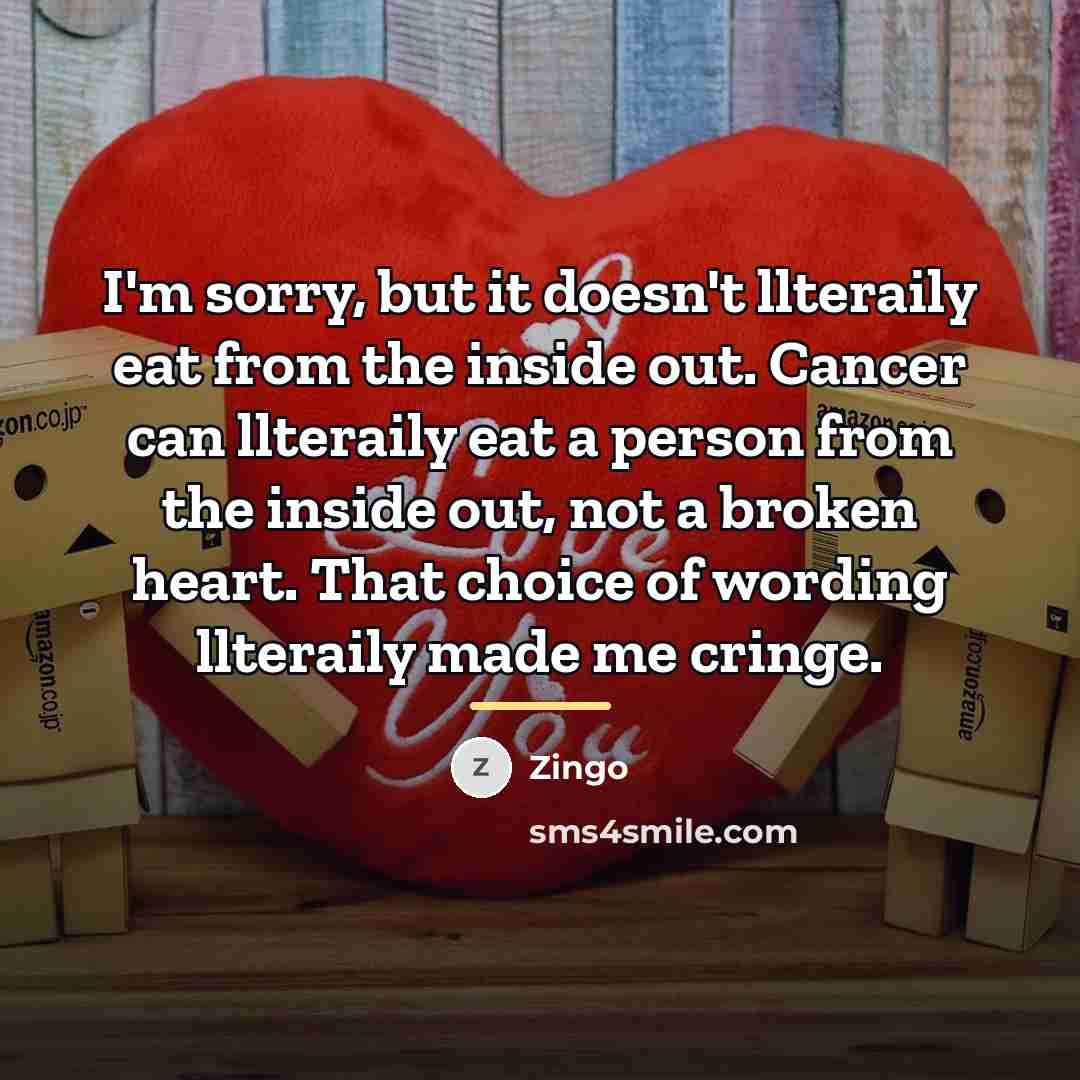 “I'm sorry, but it doesn't llteraily eat from the inside…” quote by Zingo