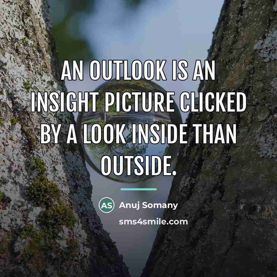 “An outlook is an insight picture clicked by a look…” quote by Anuj Somany