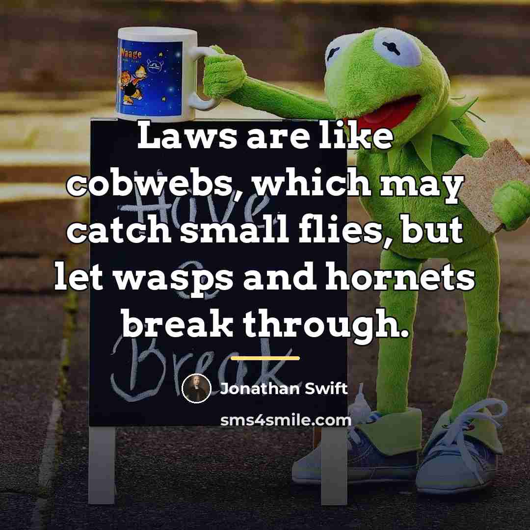 “Laws are like cobwebs, which may catch small flies, but…” quote by Jonathan Swift