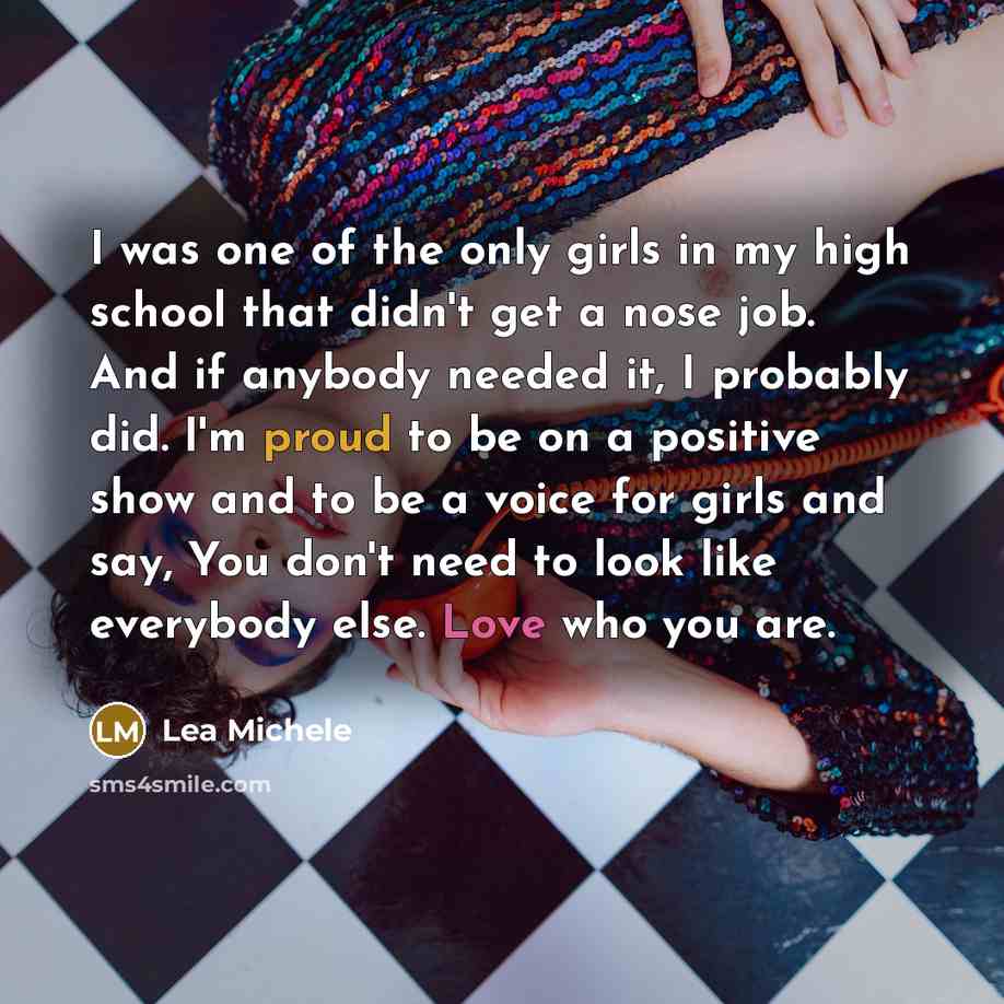 “I was one of the only girls in my high…” quote by Lea Michele
