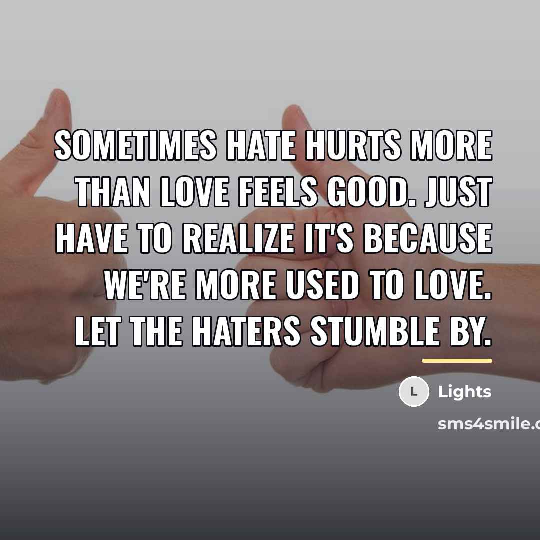 “Sometimes hate hurts more than love feels good. Just have…” quote by Lights