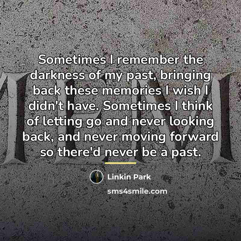 “Sometimes I remember the darkness of my past, bringing back…” quote by Linkin Park