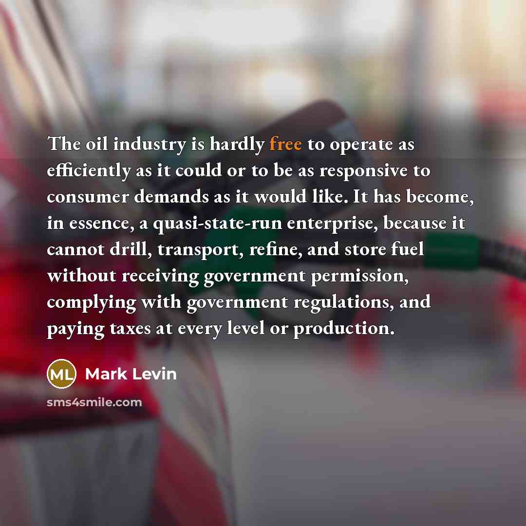 “The oil industry is hardly free to operate as efficiently…” quote by Mark Levin