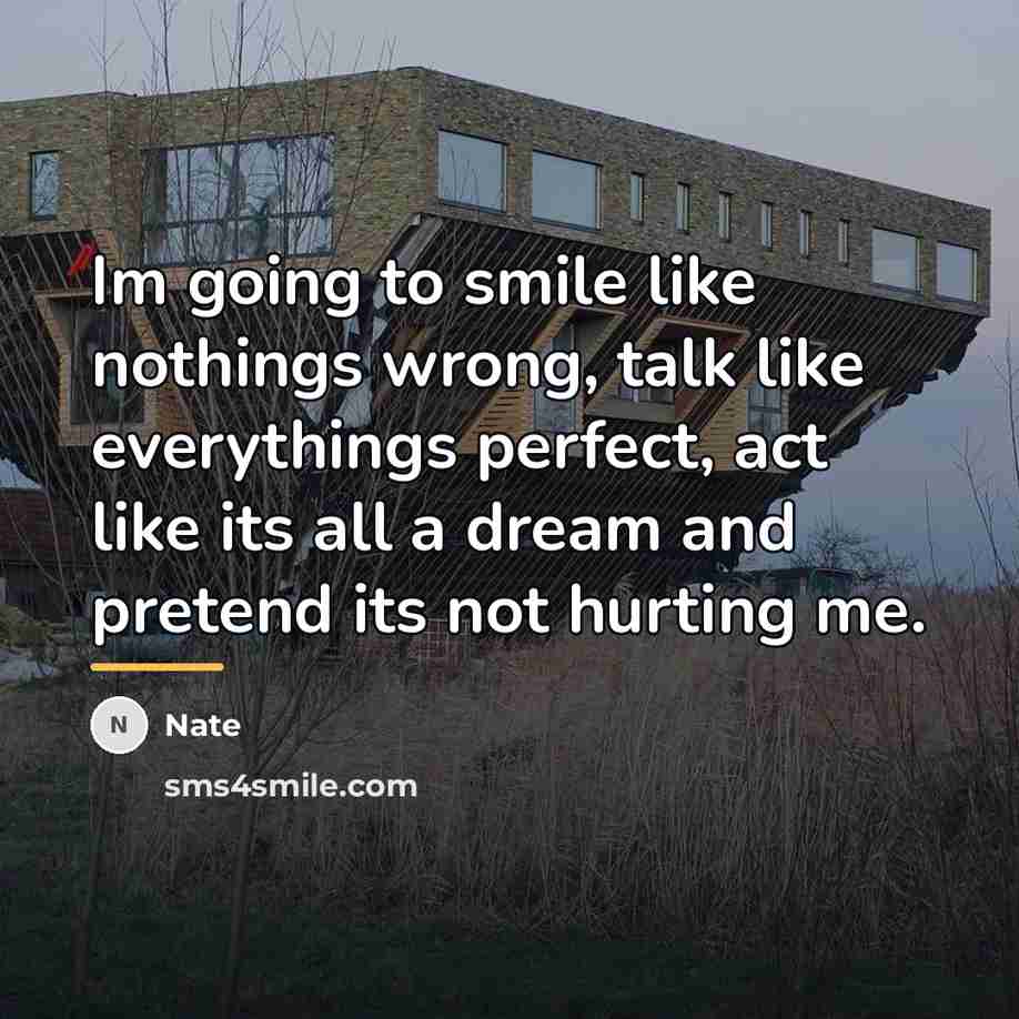 “Im going to smile like nothings wrong, talk like everythings…” quote by Nate