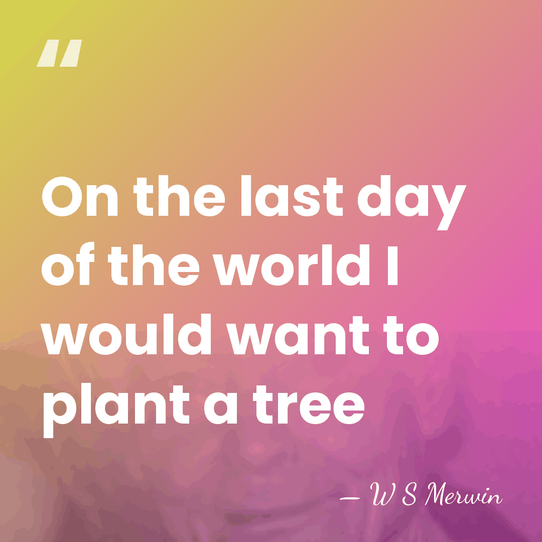 On the last day of the world I would want to plant&hellip; - W S Merwin