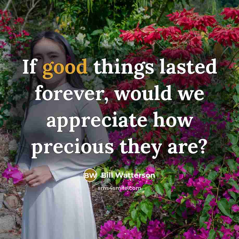 “If good things lasted forever, would we appreciate how precious…” quote by Bill Watterson