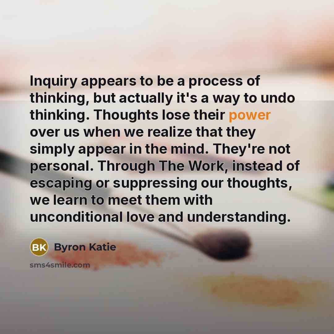 “Inquiry appears to be a process of thinking, but actually…” quote by Byron Katie