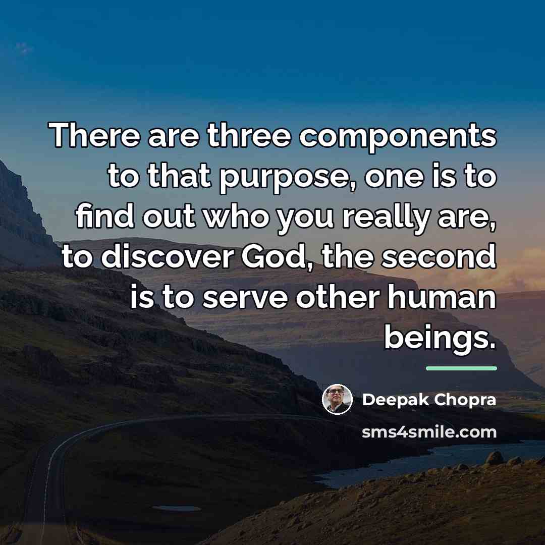 “There are three components to that purpose, one is to…” quote by Deepak Chopra