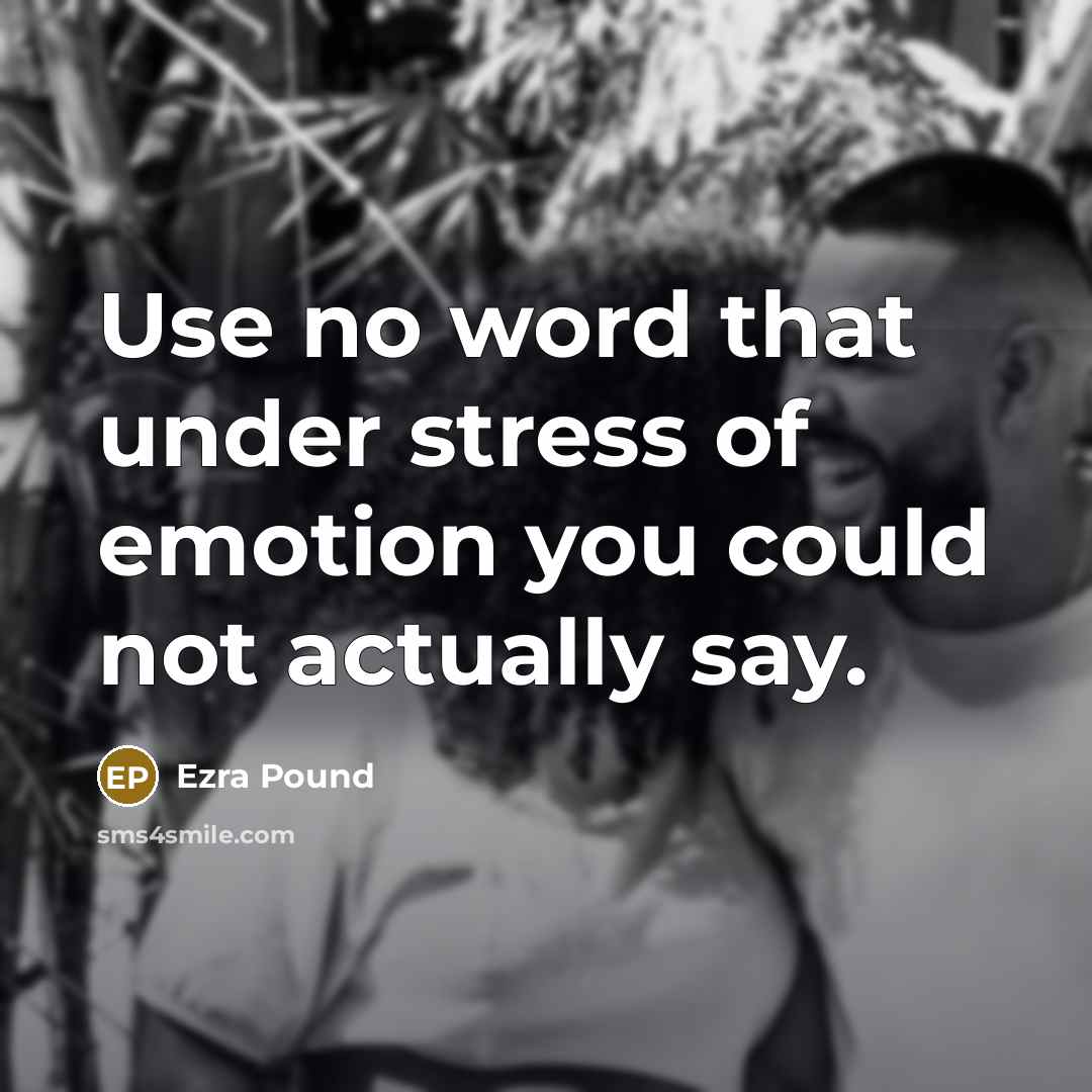 “Use no word that under stress of emotion you could…” quote by Ezra Pound