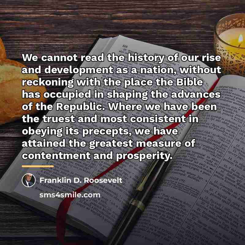 “We cannot read the history of our rise and development…” quote by Franklin D. Roosevelt