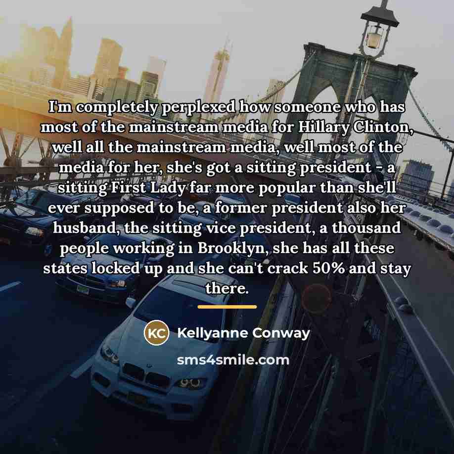 “I'm completely perplexed how someone who has most of the…” quote by Kellyanne Conway