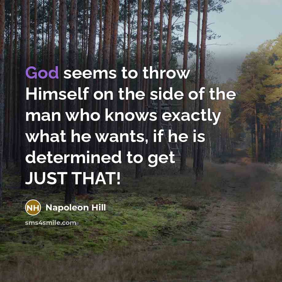“God seems to throw Himself on the side of the…” quote by Napoleon Hill