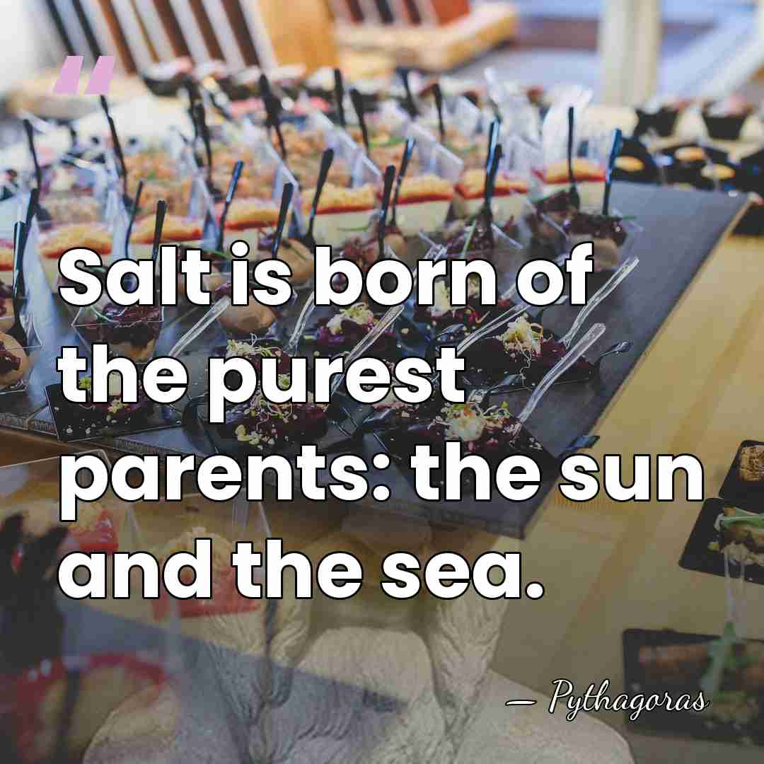 Salt is born of the purest parents: the sun and the sea. - Pythagoras