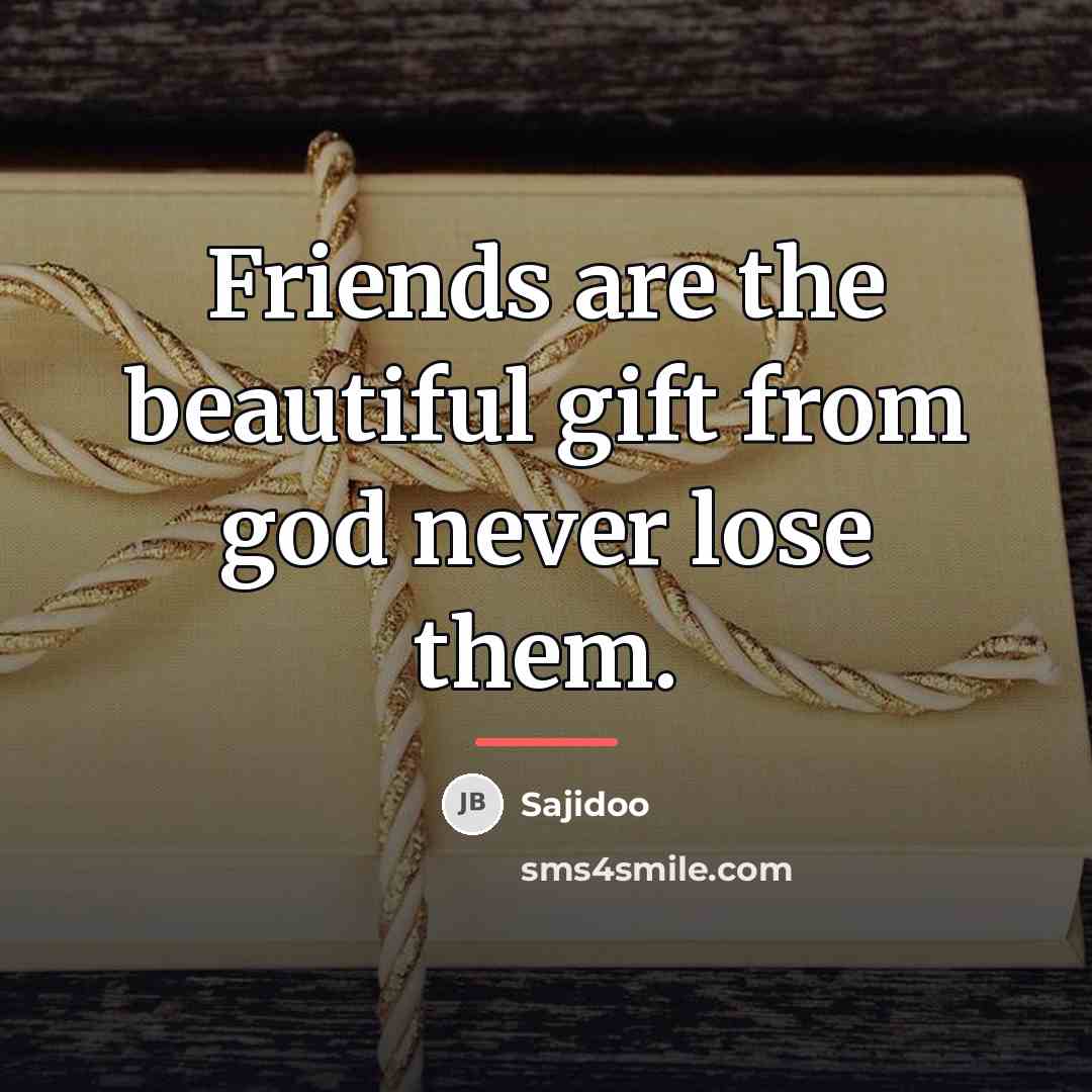 “Friends are the beautiful gift from god never lose them.…” quote by Sajidoo