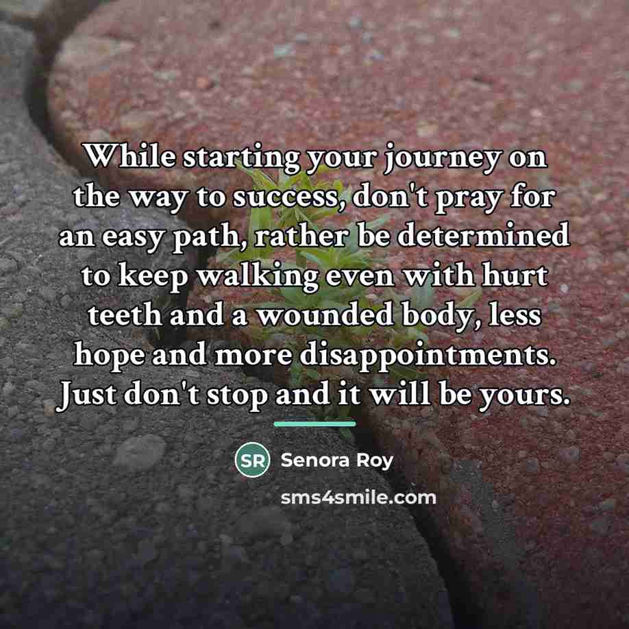 “While starting your journey on the way to success, don't…” quote by Senora Roy