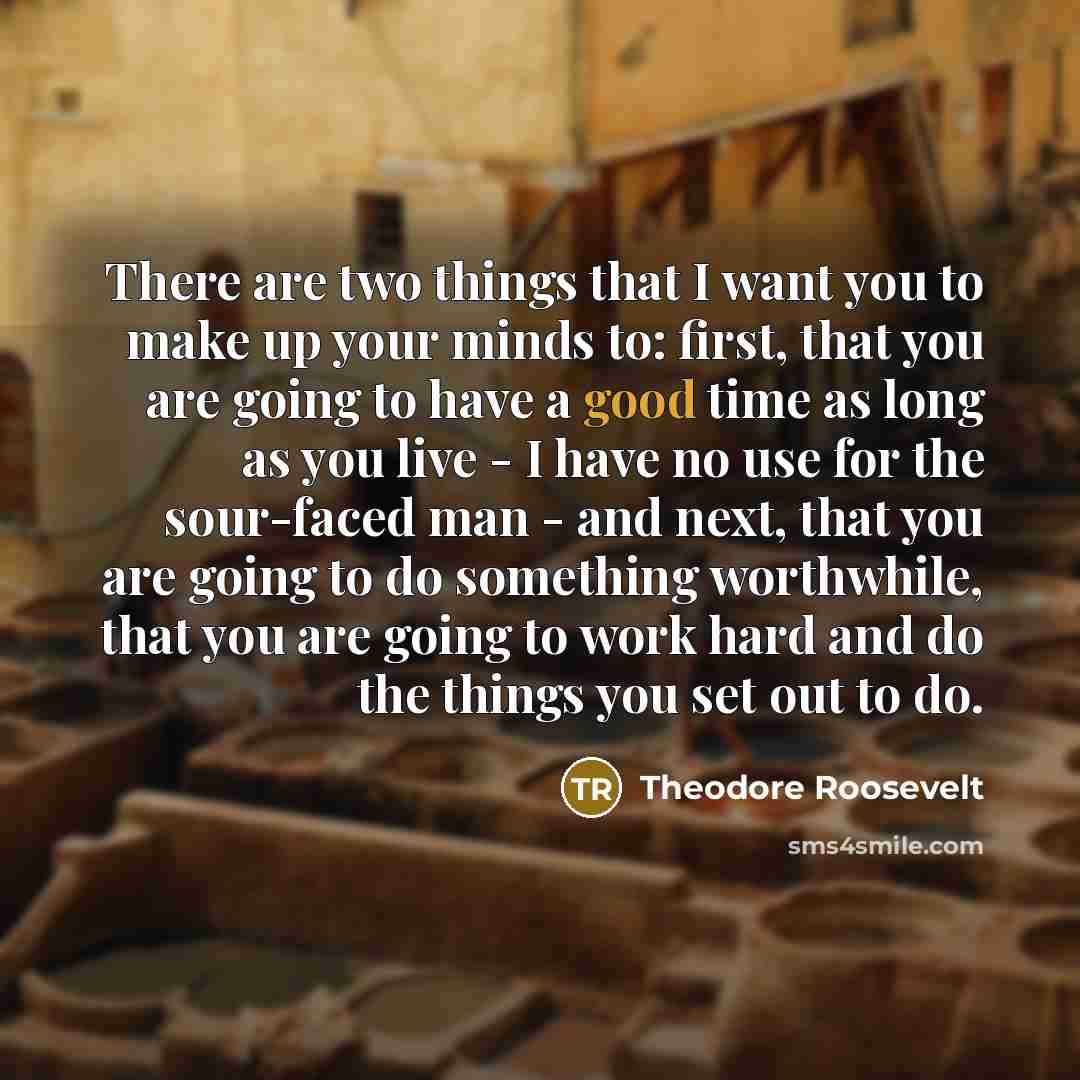 “There are two things that I want you to make…” quote by Theodore Roosevelt