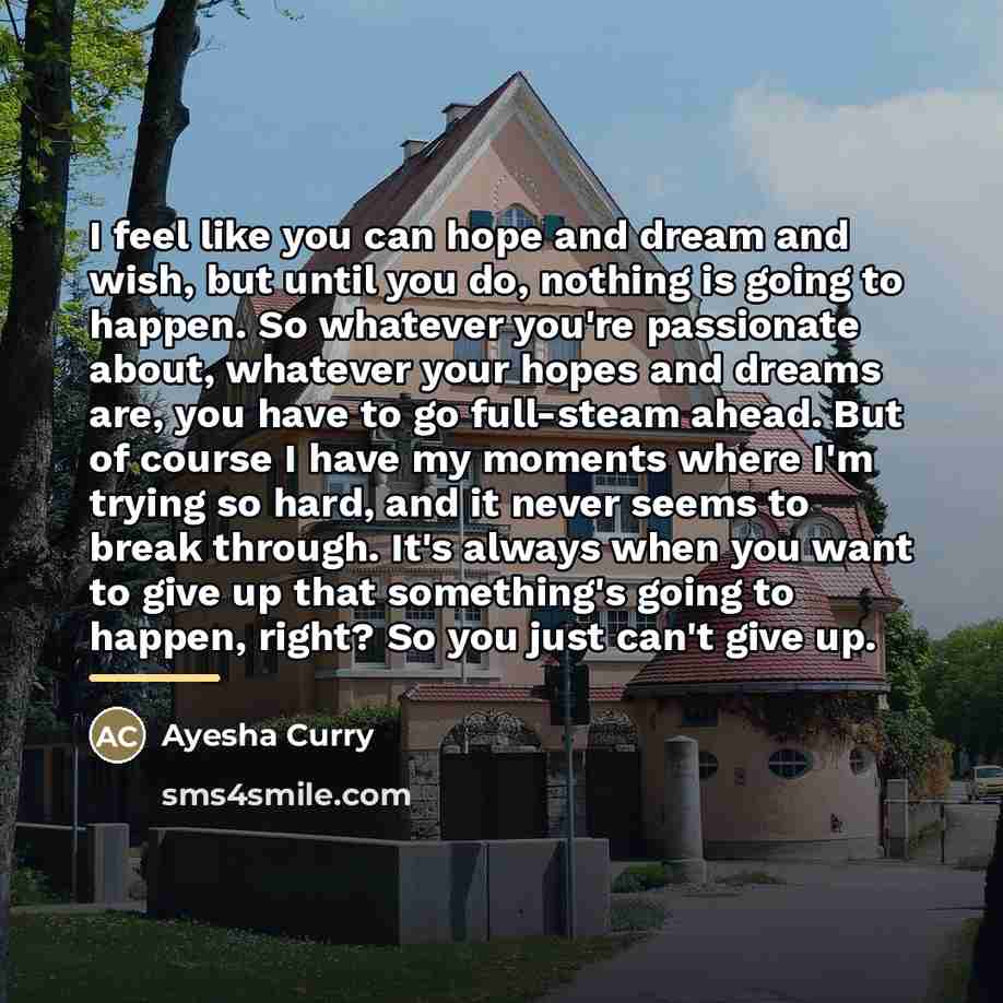 “I feel like you can hope and dream and wish,…” quote by Ayesha Curry