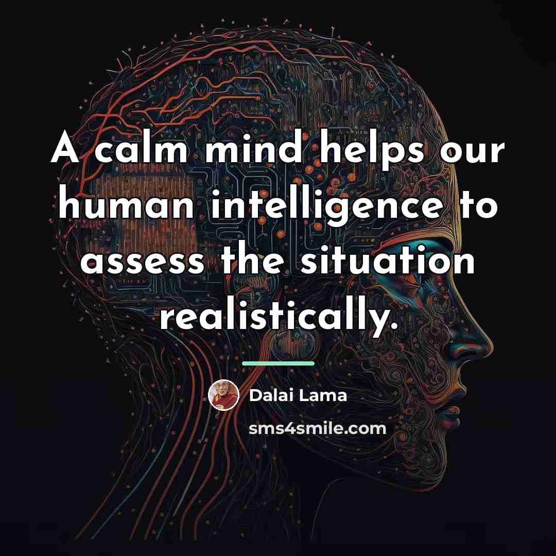 “A calm mind helps our human intelligence to assess the…” quote by Dalai Lama
