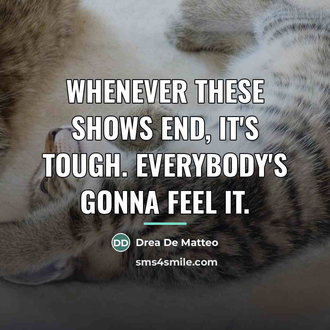 “Whenever these shows end, it's tough. Everybody's gonna feel it.…” quote by Drea De Matteo