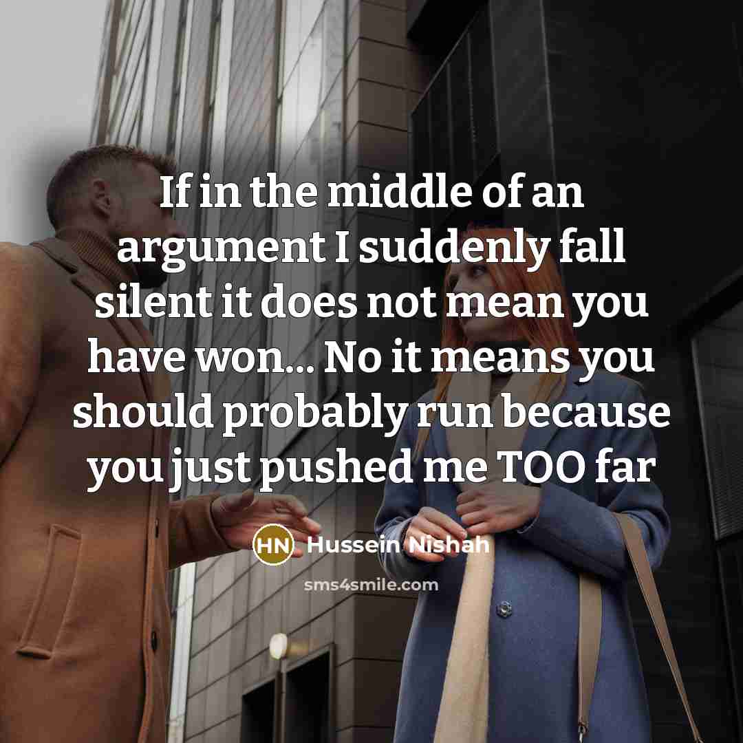 “If in the middle of an argument I suddenly fall…” quote by Hussein Nishah