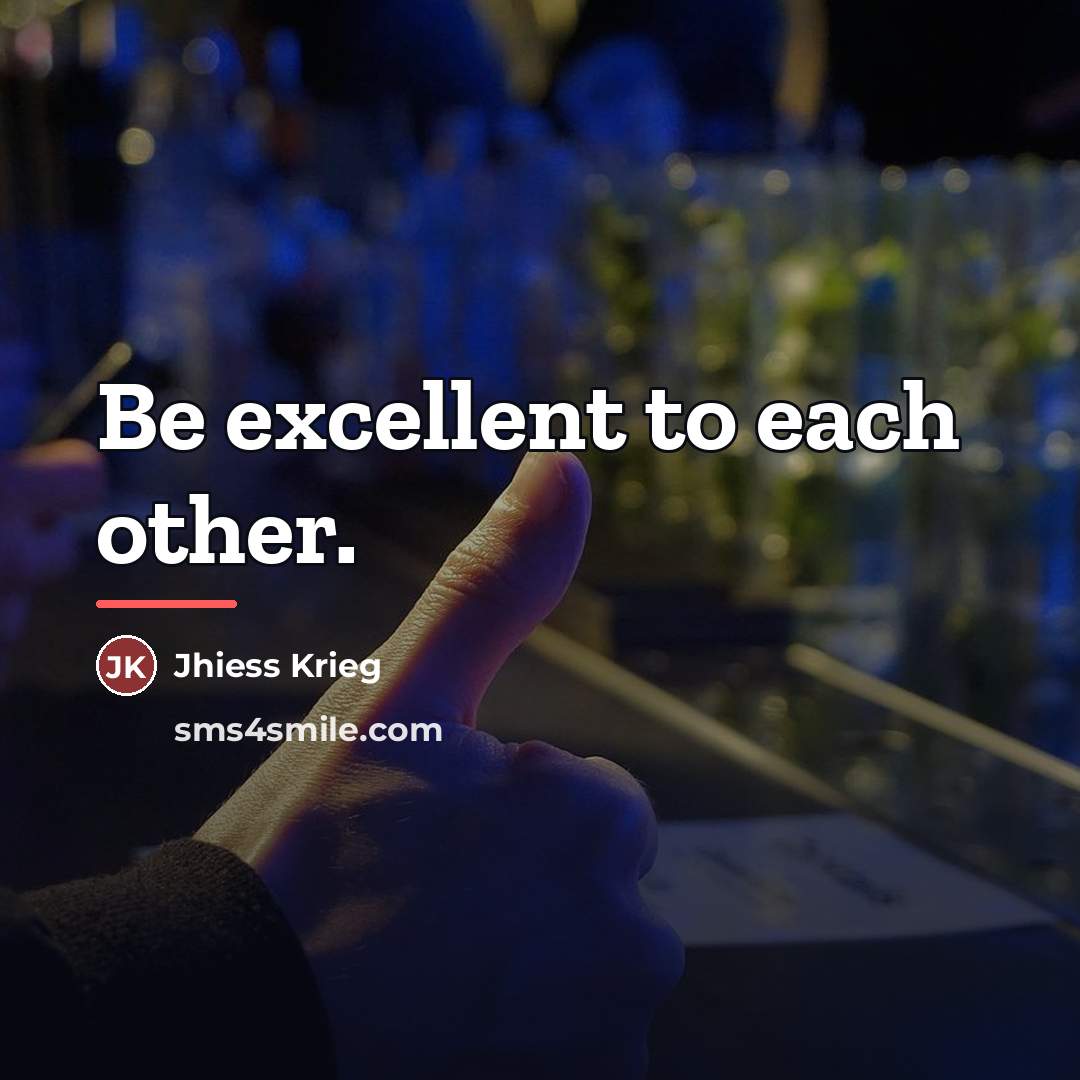 “Be excellent to each other.…” quote by Jhiess Krieg