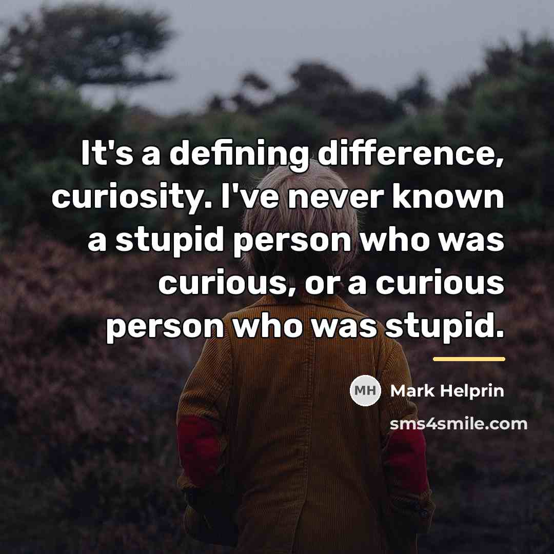 “It's a defining difference, curiosity. I've never known a stupid…” quote by Mark Helprin