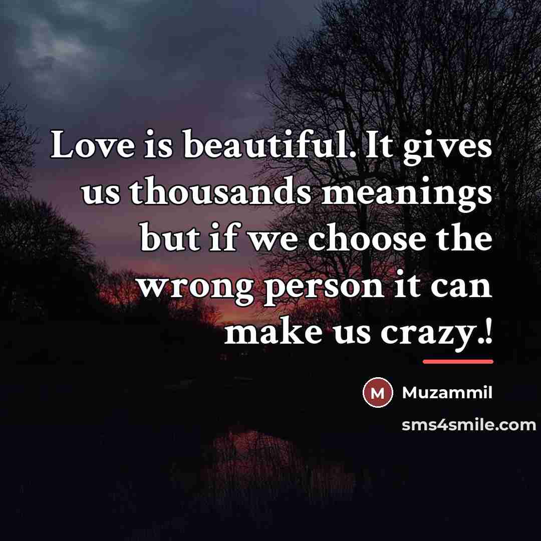 “Love is beautiful. It gives us thousands meanings but if…” quote by Muzammil