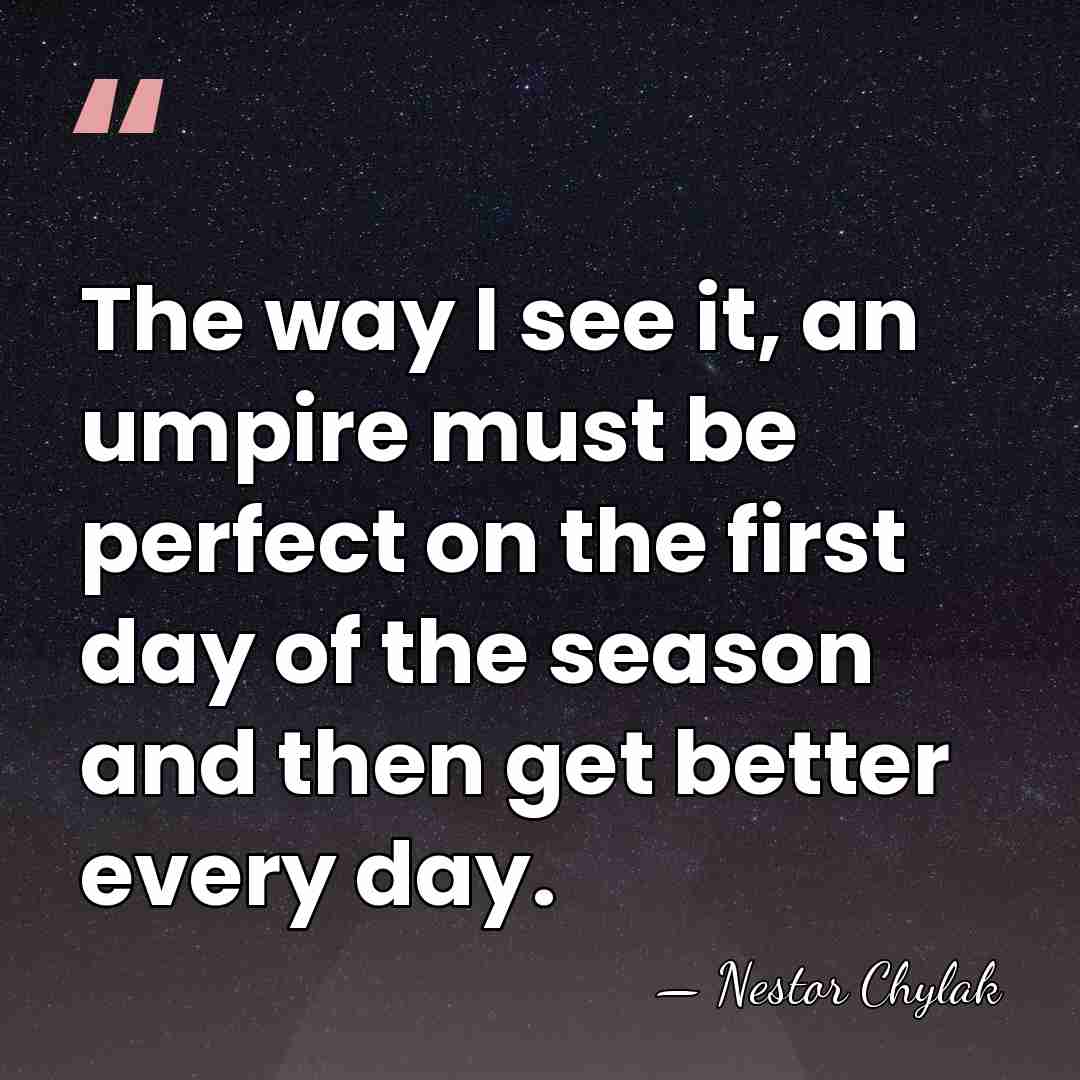 The way I see it, an umpire must be perfect on the&hellip; - Nestor Chylak