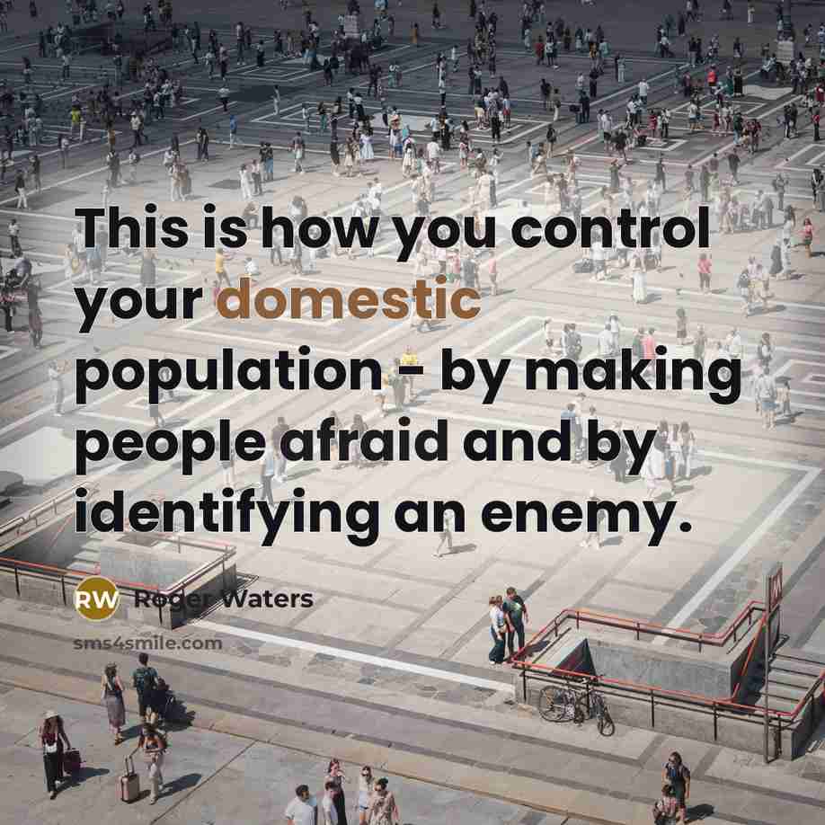 “This is how you control your domestic population - by making people afraid and by identifying an enemy.” quote by Roger Waters