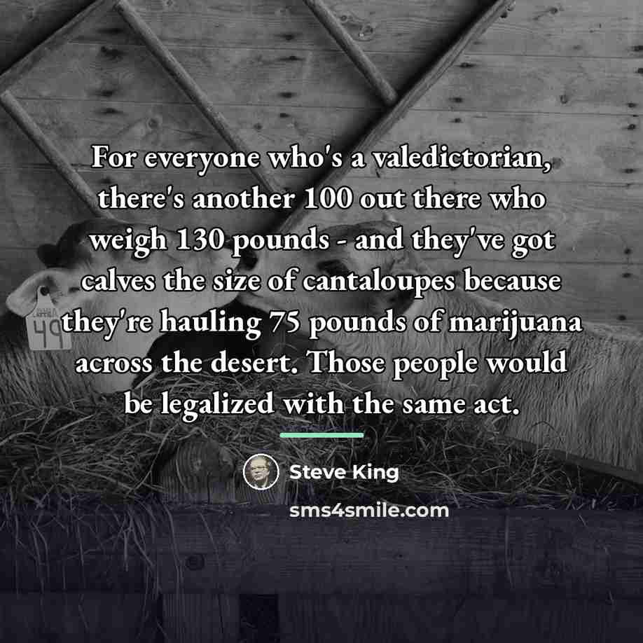“For everyone who's a valedictorian, there's another 100 out there…” quote by Steve King