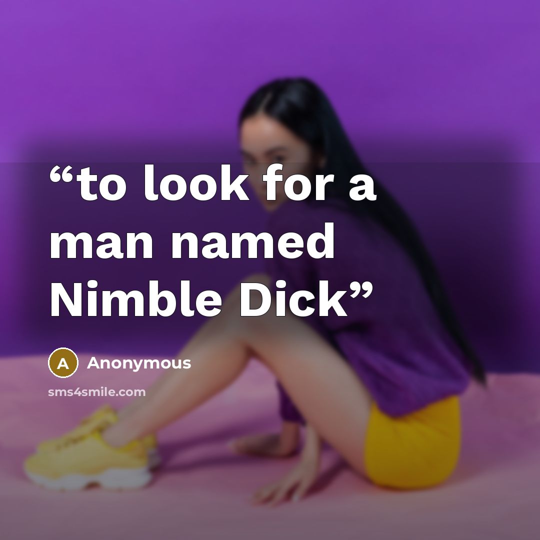 “to look for a man named Nimble Dick” quote by Anonymous