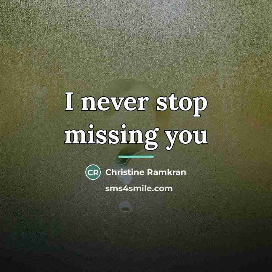 “I never stop missing you…” quote by Christine Ramkran