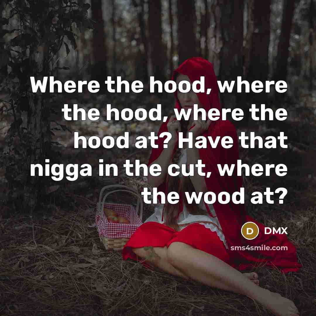 “Where the hood, where the hood, where the hood at?…” quote by Dmx