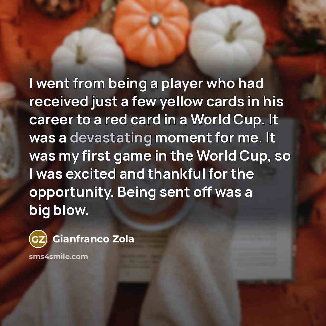 “I went from being a player who had received just…” quote by Gianfranco Zola